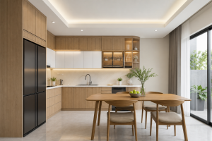 Mẫu tủ bếp gỗ tại Biên Hòa với thiết kế hiện đại, gọn gàng và tiện nghi